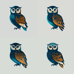 Obraz premium 4 variants of the owl logo. Logo vector illustration