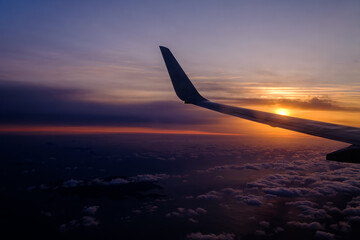 Fototapeta premium Sunrise view from the plane