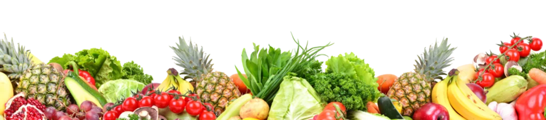 Wandcirkels aluminium Fruit and vegetables isolated on white background © valeriy555