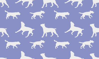 Seamless pattern. Silhouette dogs different breeds in various poses. Endless texture. Design for fabric, decor, wallpaper, wrapping paper, design.