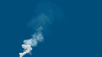 white dense co2 emissions smoke column emission from power plant, isolated - industrial 3D rendering