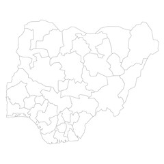 Nigeria political map of administrative divisions