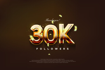 modern design with shiny gold color to thank 30k followers.