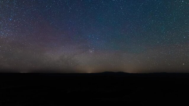 Time-lapse of the Milky Way rising over a distant horizon in central Utah.  Shot in 4K