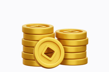 3D Chinese new year coins stack illustration