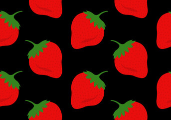 Strawberry seamless pattern or texture. Summer fruit, berry background. Vector illustration.