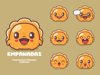 empanadas cartoon character food vector illustration