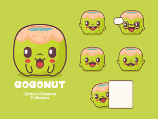 coconut cartoon character vector illustration