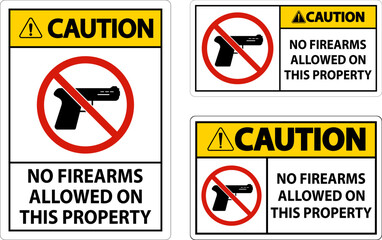 Caution Sign No Firearms Allowed On This Property