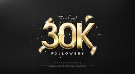 Shiny gold number 30k for a thank you design to followers.
