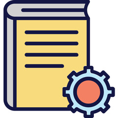 Book, cog Vector Icon

