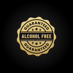 Alcohol free label or Alcohol free logo vector isolated on black background. The best Alcohol free stamp for product without alcohol. Alcohol free label or Alcohol free logo.