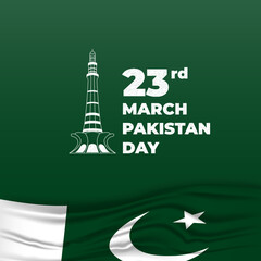 23 march pakistan day greeting celebration poster with flag