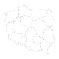 Fototapeta na wymiar Poland political map of administrative divisions
