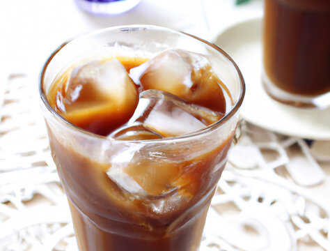 Close up of iced coffee created using generative ai technology