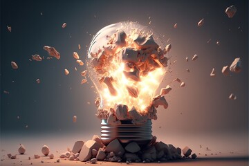 Digital illustration about light bulb.
Generative AI.