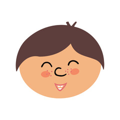 The brunette boy smiles and laughs. Vector Illustration for backgrounds, covers and packaging. Image can be used for greeting cards, posters, stickers and textile. Isolated on white background.