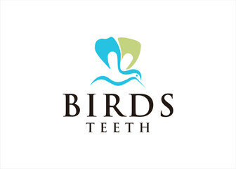 Obraz premium bird logo with abstract dental teeth concept