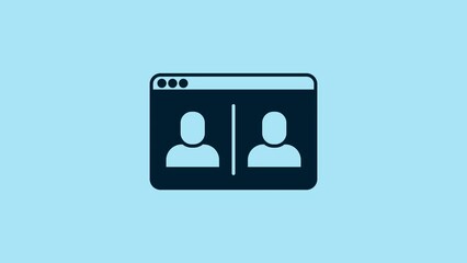 Blue Video chat conference icon isolated on blue background. Online meeting work form home. Remote project management. 4K Video motion graphic animation - Powered by Adobe