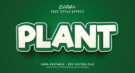 Editable text effect, Plant text on green bold color style