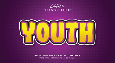 Editable text effect, Youth text on urban purple and yellow color combination style
