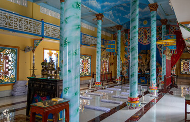 Interior of Cao Dai Temple. Ho Chi Minh, Vietnam