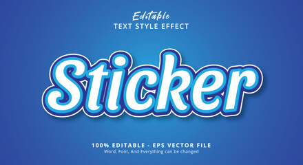 Editable text effect, Sticker text on Blue layered style display sticker