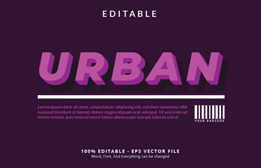 Editable text effect, Purple Urban text on business poster or fashion design