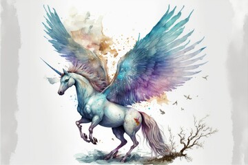 watercolor painting of a unicorn, Pegasus 먀 ㅎ둗ㄱㅁㅅㄷㅇ