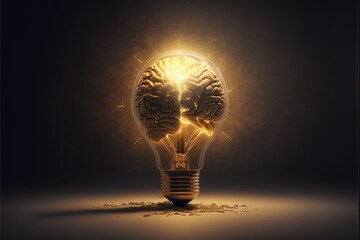 Digital illustration about light bulb.
Generative AI.