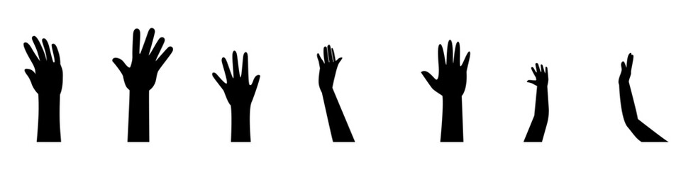 Raised hands icon vector. Hands up illustration sign. palm symbol or logo.