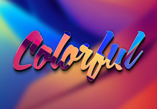 Colorful 3D Glossy Text Effect Mockup