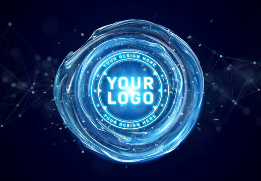 Glowing Logo Mockup with Connections and Halos
