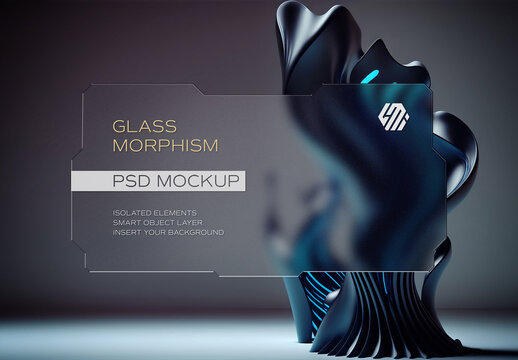 Glass Morphisme Futuristic Interface Mockup on Editable Background