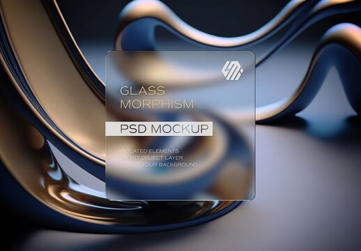 Glass Morphisme Square Mockup on Editable Abstract Background