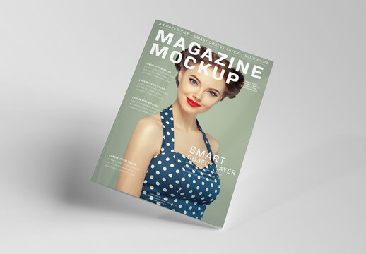 Magazine Cover Mockup Floating on White Background