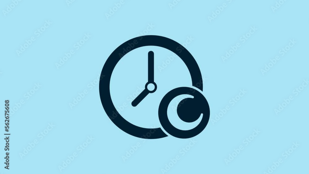 Sticker Blue Time to sleep icon isolated on blue background. Sleepy zzz. Healthy lifestyle. 4K Video motion graphic animation