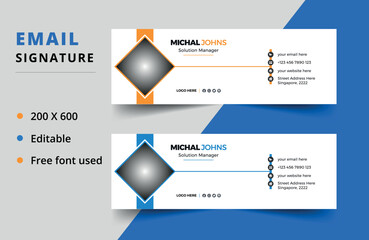 Email signature template or email footer and personal social media cover design