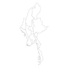 Fototapeta premium Myanmar political map of administrative divisions