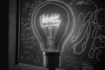 Digital illustration about light bulb.
Generative AI.