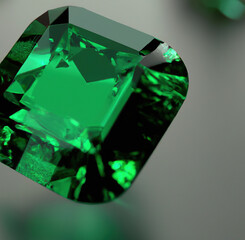 Close up of emerald on white background created using generative ai technology