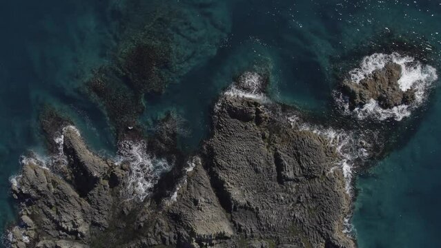 Drone footage above the sea in Rebun Island Hokkaido Japan