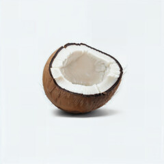 Coconut on white plain background Generative AI
