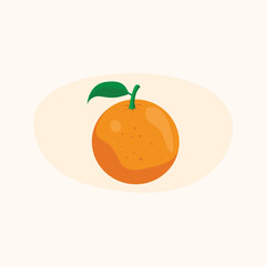 Leafy orange drawing that looks fresh and juicy. Vector