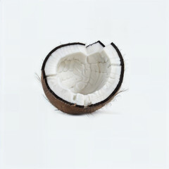 Coconut on white plain background Generative AI