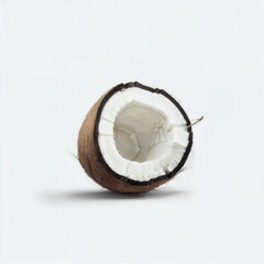 Coconut on white plain background Generative AI