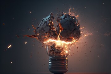 Digital illustration about light bulb.
Generative AI.