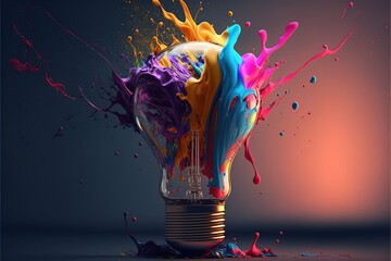 Digital illustration about light bulb.
Generative AI.