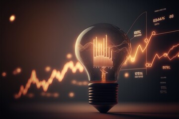 Digital illustration about light bulb.
Generative AI.