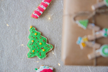 gingerbread cookies on wooden background